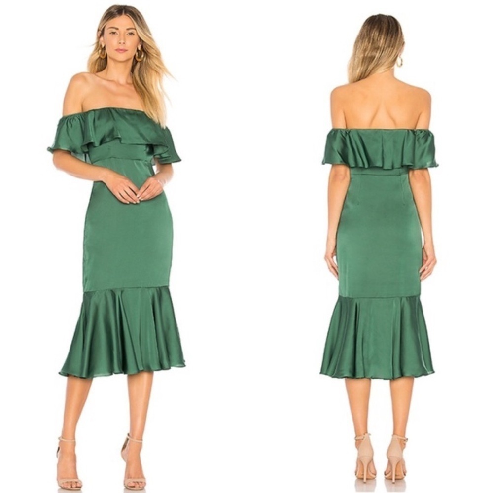 Lovers + Friends Laguna Midi Dress Emerald Green - Picture 1 of 8